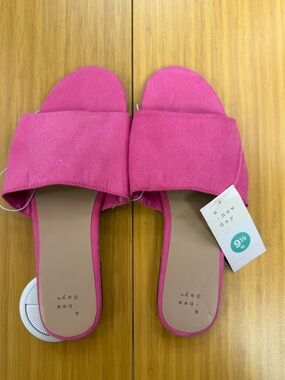 A New Day Women’s Heidi Slide Sandals Size 9.5 W Wide Bright Pink